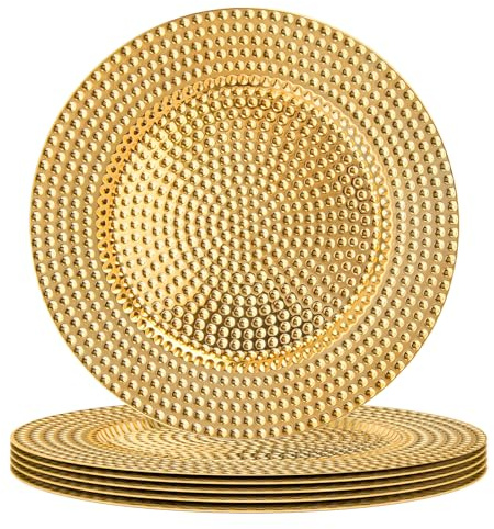 MAONAME Gold Charger Plates Set of 6, 13 Electroplated Plate Chargers