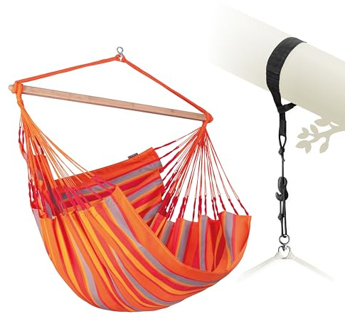 LA SIESTA® Domingo Hängesessel & Baum- & Pfosten-Befestigung - Wetterfest Hängesessel für Indoor Outdoor, Sitz Hängeschaukel für Garten Balkon, XL Hängesessel für 2 Personen - Kingsize, Toucan