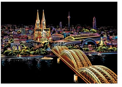 Kratzmalerei Painting Malpapier,Malerei Skizze,City Series Night Scene, Scratch Painting kreative Geschenk, Scratchboard Kunst,Gravur Art & Craft Set, Scratch Painting,mit 3 Werkzeugen (Kölner Dom)