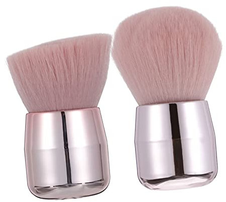 FOYTOKI Makeup Brushes Set with Soft Fiber Bristles Mushroom Shape 2pcs Retractable Portable Powder Foundation Brush for Full Coverage and Mineral Blending, for Travel and Cosmetic Bag