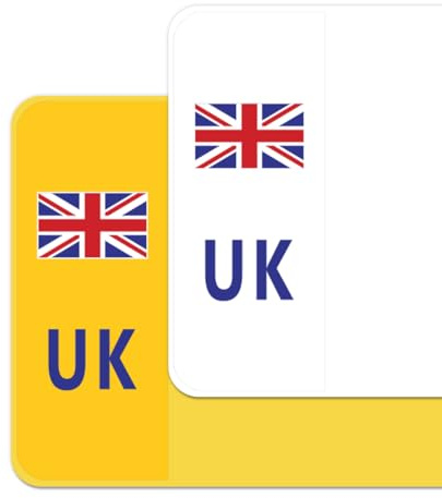 UK Car Number Plate Stickers for Driving in Europe, Premium Vinyl Decals, Union Jack, Compliant with Post-Brexit Regulations, Bubble-Free & Easy Application - Set of 2 (Front & Rear) (Neutral)