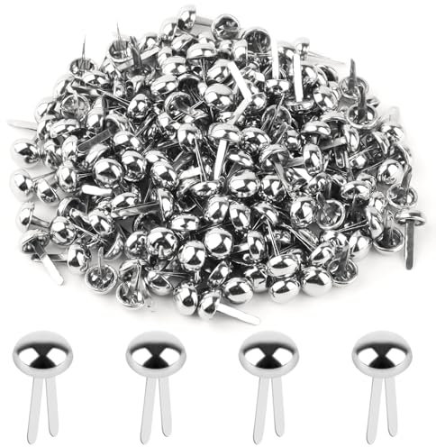 TDUNSYA 200 Stück Mini Brads,8 X 16 mm Metall Rundkopfklammern,Musterbeutelklammern Bastelklammern,Musterklammern Metall Für Schule Büro Papier Briefklammern Basteln Handwerk DIY (Silber)