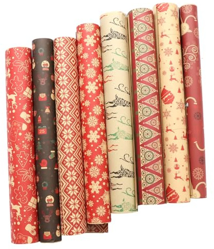 minkissy 12stücke Weihnachtspapier Geschenkpapierbögen Weihnachtsverpackungspapier für Bastelprojekte und Tischdecken Umweltfreundliches Papier für Geburtstage Hochzeiten und Feiertage