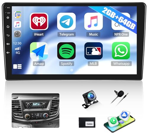 CAMECHO 2G+64G Android 13 Car Stereo for Ford Transit 2020-2024 with Wireless CarPlay Android Auto, 10 Touch Screen Bluetooth Car Radio with GPS WiFi RDS FM HD Reverse Camera (Low-End)