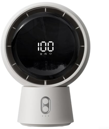 Ventilateur de bureau rechargeable avec batterie 5000 mAh, ventilateur de table ultra silencieux avec 100 vitesses, oscillation intelligente à 180° pour chambre, bureau, maison (blanc)