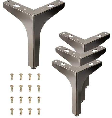 PATIKIL 15cm / 6 Inch Metal Furniture Legs, 4 Pcs Modern Triangle Furniture Feet Couch Legs DIY Replacement for Table Chair Cabinet Cupboard Sofa, Brown