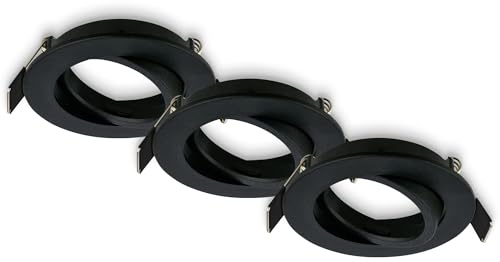 BRILONER - Set de 3 spots LED encastrables 230V plats, orientables, GU10, max. 7W, LED, spots de plafond, extra plat, 8 x 2,2 cm, noir