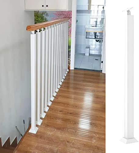 Balustre d'escalier blanc durable au sol – Piquets de balustrade de porche en métal de 100,1 cm pour escaliers extérieurs personnalisables à monter au sol