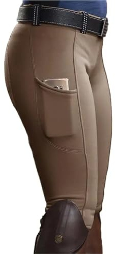 Pantalons d'équitation, Collants, Poches, rehausseur de Hanches, Pantalons for Hommes et Femmes, Course hippique pour Sports Plein(Khaki,L)