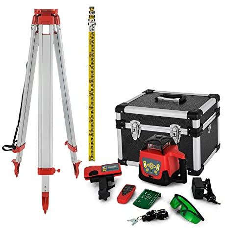 Self-Leveling Rotary Laser Level Kit - 500m Range, Precision Measuring Tool for Outdoor Construction, Surveying, and DIY Projects - Complete Professional Equipment