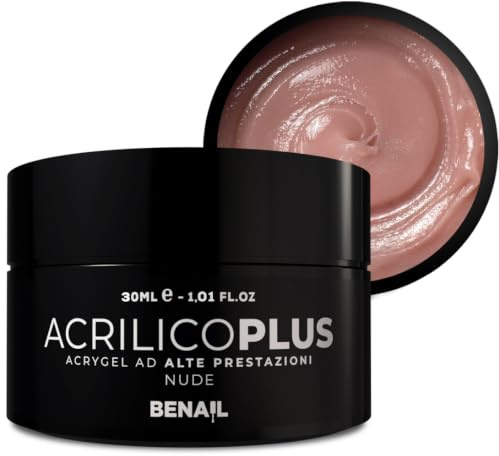 Benail | Gel Acrilico Plus Nude, HEMA Free, TPO Free, | Acrigel per Unghie con Dual Form | Gel Ricostruzione Unghie, Acrygel Hema Free Alta Coprenza | Made in Italy (30ML)