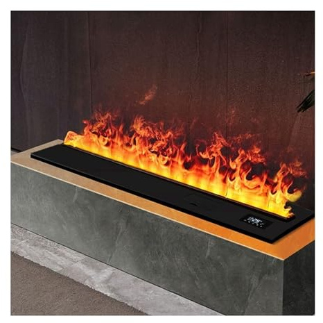 Elektrischer Kamin 3D-Zerstäubungskamin Schlanker Einbaukamin Simulation Flammenkamin Dekorativer for Wohnzimmer TV-Schrank Winter Heizkamin(700mm)