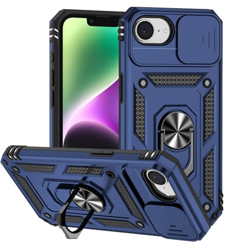Jiyu Fodral kompatibelt med iPhone 16e 6,1 tum, kameraskydd mobiltelefonfodral 360 graders ringhållare fodral militärt mobiltelefonfodral tuffa armor skydd stötsäker hybrid stötfångare skyddshölje