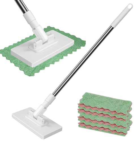 Balai Serpillère Plat avec 4 Serpillères Réutilisables, 2026 Serpillière Tissu Pressé Microfibre Tête Rotative 360 Degrés, Balais Nettoyer pour La Maison, Bureau, Restaurant (1PCS)