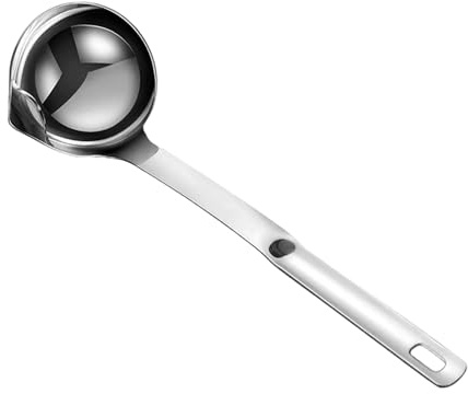 Mestolo Separatore d'Olio - Cucchiaio Filtro per Brodo | Separagrassi tipo Cucina Casa, Ristorante o Hotel e Utensile Antiaderente con Manico Lungo per Sughi, Zuppe, Panificio e Bar