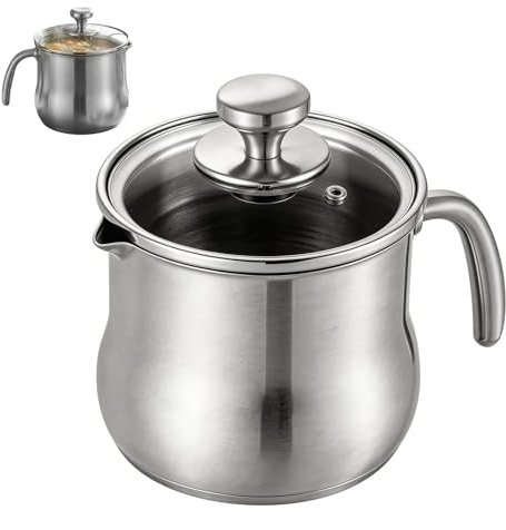 2 Liter Milchtopf Edelstahl Mit Deckel, Milchtopf Doppelwandig, Simmertopf Mit Pfeife, Kochtopf Induktion Mit Griff, Stielkasserolle, Für Gas Elektro Induktion Herdarten Geeignet