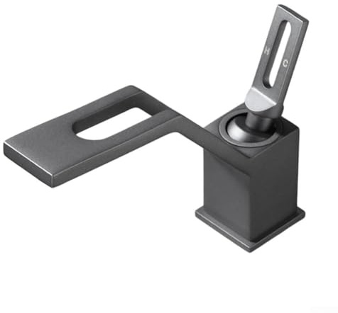 Juego de grifo de lavabo para baño, control de agua fría y caliente de doble mango, construcción de latón con aireador resistente a salpicaduras y ahorro de agua, gris esmerilado (gris esmerilado)