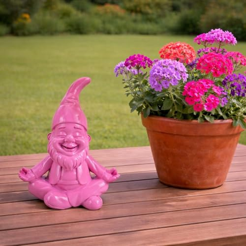 Online Fuchs Gartenfiguren für draußen - lustige Yoga Gartenzwerge, Wichtel - Deko Figuren wetterfest - 16 cm groß (Rosa)