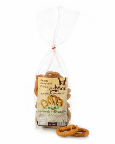 Arisal - Taralli de pistacho y mortadela, paquete de 10 x 350 g. Producto italiano