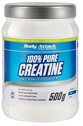 Body Attack 100% Pure Vegan Creatine-2x500g Pulver, hochwertiges mikrofeines Kreatin Monohydrat für Kraft & Ausdauer, Produkt der Kölner Liste, hochdosiert mit 6000mg, Made in Germany