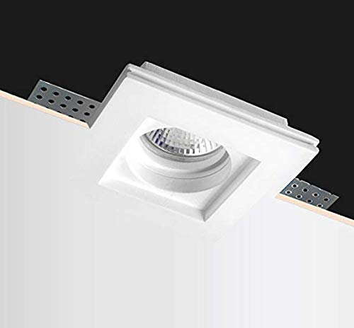 Portafaretto da incasso gesso ceramico verniciabile quadrato controsofitto cartongesso a scomparsa per mr16 e gu10 c04