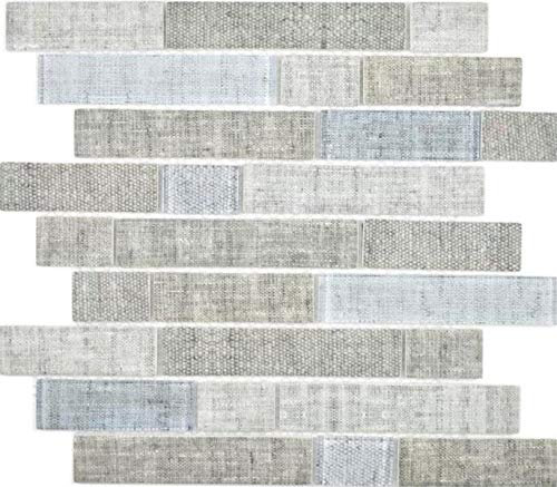 Transluzent Mosaik Brick Verbund ECO Glasmosaik Textil grau Wand Boden Küche Dusche Bad Fliesenspiegel|WB24-2097|1Matte