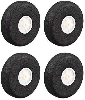 sourcing map RC Airplane Wheels - 4PCS RC Airplane Aircraft Sponge Wheels 2.5 Inch x 0.12 Inch