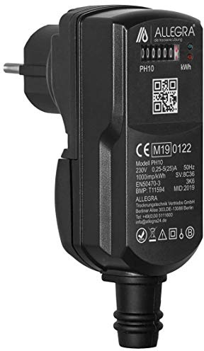 ALLEGRA MID Stromzähler PH10 – Geeichter Zwischenzähler zur Stromverbrauchsmessung, MID-konform für Abrechnung, Energiezähler für Haushalt, Baustelle, Camping, Vermietung & Gewerbe