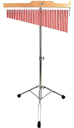 ENNBOM Bar Chimes with Adjustable Stand 25 Note 36 Note Single-row Wind Chime Musical Percussion Instrument (36 Note, Frosted red)