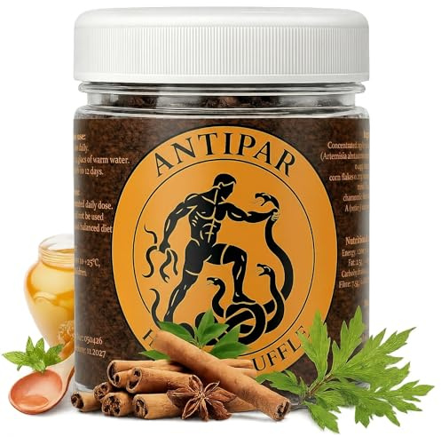 AntiPar Limpieza intestinal y desintoxicación del colon para adultos – Amargos digestivos vegetales, trufas masticables con ajenjo, canela y polvo de raíz de cúrcuma – Cura de 12 días