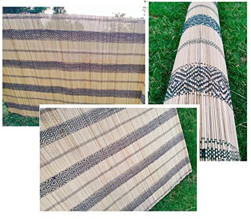 A2Z Home Solutions On-Trend Garden Fence Screening 1.2m High x 4m Long Thread Work Reed Fence Screen Panel Roll for Balcony or as Wind and Sight Protection Indoor Outdoor Use - Grey Pattern