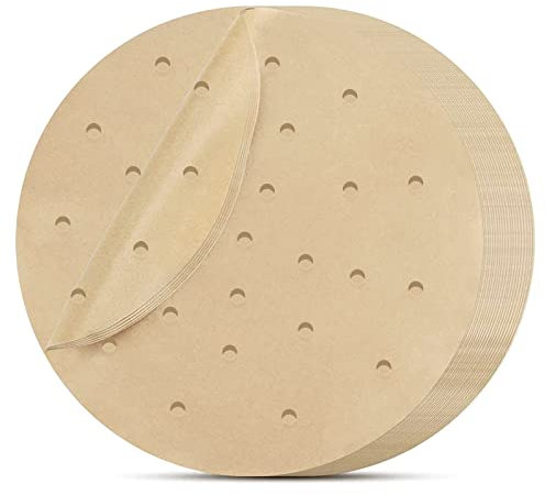 Air Fryer Paper Liners Disposable - 7.9in/20cm 100Pcs Air Fryer Parchment Paper Liners Round, Unbleached Perforated Parchment Paper Sheets for Air Fryer Accessories
