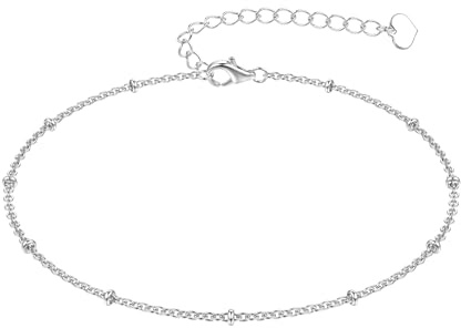 ORAZIO 925 Sterling Silver Ankle Bracelet Multilayer Anklets for Women Heart Round Ball Anklets Adjustable Chain Summer Beach Foot Jewelry