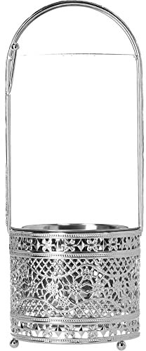 Luna Petit panier à charbon oriental en acier inoxydable - Panier à charbon de bois - Avec poignée de sécurité - Résistant à la chaleur - S, argenté