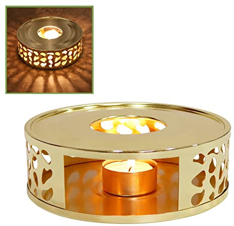 KAYCROWN Teapot Warmer, Stainless Steel Tea Warmer with Candle Holder, Candle Heater for Heating Tea, Coffee and Milk, Universal Teapot Heater