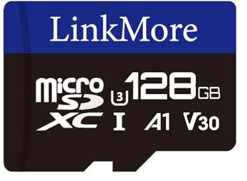 LinkMore Scheda Micro SDXC, A1, UHS-I, U3, V30, compatibile con classe 10, adattatore SD incluso (128GB, A1 V30)