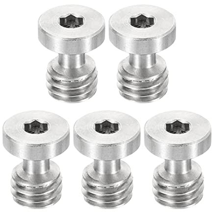 PATIKIL 3/8-16 Filettatura 16mm Lunghezza Fotocamera Rapido Rilascio Vite Treppiede Vite 5pz Acciaio Inossidabile Piatta Scanalatura Viti per DSLR Fotocamera Rig Accessori Argento