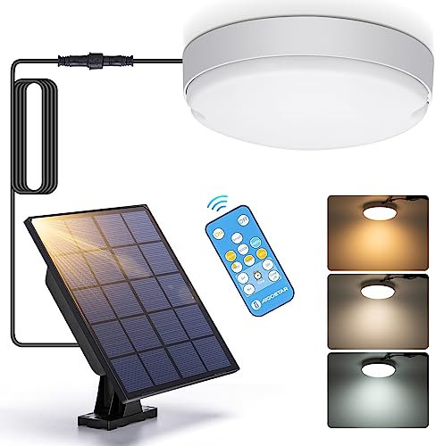 Aigostar Solarlampen für Außen 50W LED Solarleuchten Aussen mit mit Fernbedienung IP65 Solar Außenleuchte einstellbare Farbtemperatur 3000K/4000K/6500K, Solar Deckenleuchte Innen/Außen mit 3m Kabel
