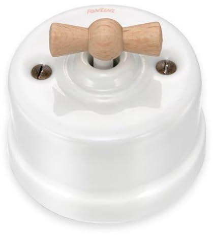 Fontini Va et Vient avec passe câbles Porcelaine blanche Manette Hêtre naturel GARBY