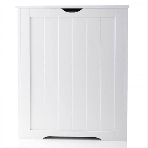 Laundry Hamper Cabinet Storage Unit Clothes Multi-purpose Toy Box Cloth Lining Blanket Chest Trunk MDF Wooden Chest With Lid Basket Freestanding Bathroom Home Bin (WHITE)