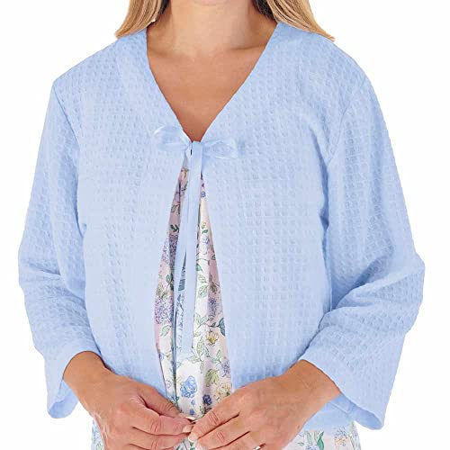 Slenderella Summer Ribbon Tie 3/4 Sleeve Bedjacket (24/26, Blue)