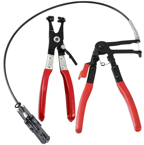 Fopytu 2 Pcs Hose Clamp Plier Kit, Long Reach Wire Spring Hose Clamp Pliers Remover for Automotive Coolant Radiator Heater and Water Hose Repairing Tool