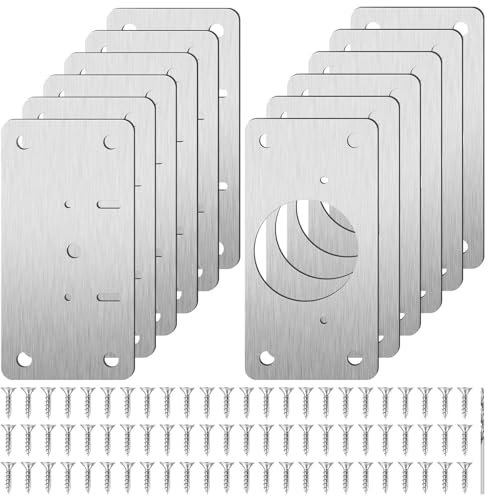 Selizo Scharnier Reparaturset,12 Stück Edelstahl Reparaturstück für Seitenscharnierplatte mit Schrauben, Küchen Scharnier Reparaturplatte für Schrank Wohnmöbel Schublade Kisten Fenster