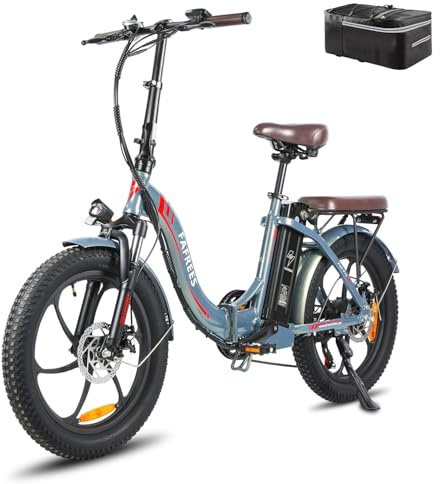 Fafrees F20 PRO Electric Bike, 250W Folding Electric Bicycle, 20 * 3.0 Inch Fatbike, 36V/18A Removable Battery Ebike, Range 70-130KM, Electric Mountain Bike for Adults (Green-1)