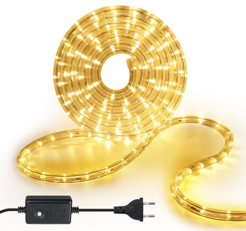 HEGEHE Tubo de luz LED para exteriores, 36LEDs/m, 220V, Manual de 8 Funciones, Blanco Cálido Tubo Fluorescente para resistente al agua, para Navidad, Terraza, Salón, Fiesta(3m)