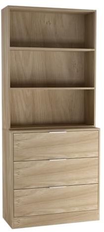 URBNLIVING Wooden Bookcase with 3 Drawer Storage Cabinet