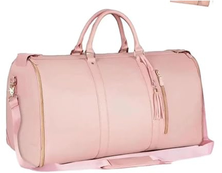 AENZA Kleidersäcke für Reisen für Damen, Reise PU Anzugträger Mit Großem Fassungsvermögen Und Schuhbeutel Vielseitige Reisetasche Für Reisen Strand Oder Camping(Rosa und Violett,Beige, Schwarz)