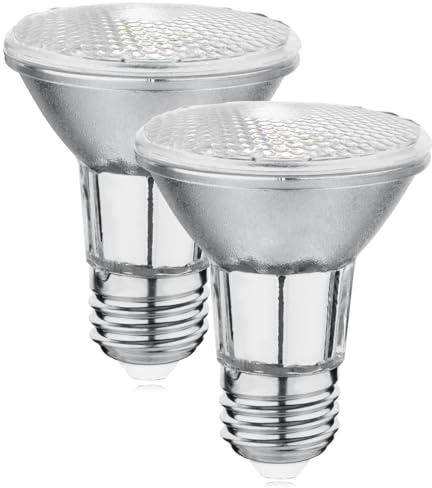 PAR20 7W LED Range Hood Light,E26 120V Dimmable Warm White 595lm, Waterproof IP65, Replacement 50W Halogen Cup. Spot Bulbs for Kitchen Appliances, Track Lighting, Outdoor Landscaping 2 Pack