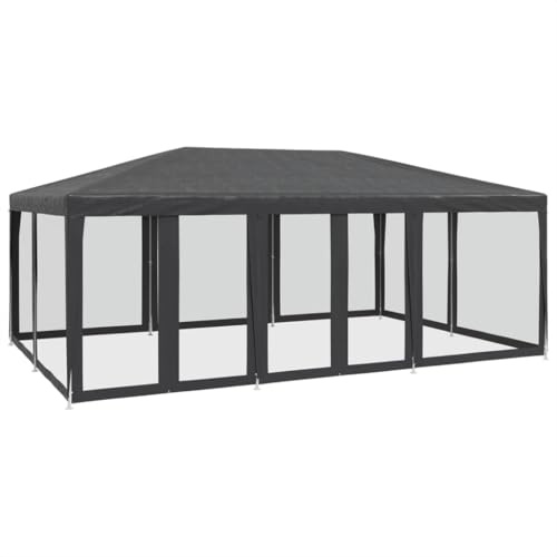 vidaXL Tente de fête avec 10 parois latérales Maille Anthracite 6x4 m, Tente, Tente à baldaquin, auvent de Gazebo, Tente de Gazebo, Tente de Jardin