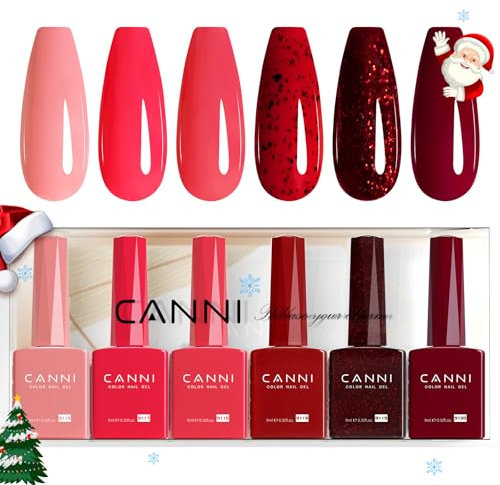 CANNI UV Nagellack Set 6 Farben rosa korallenrot dunks rot pink coral red dunkred Gellack Nagellack Gel Polish Set Gelnägel Set UV Gel für Nägel C2335